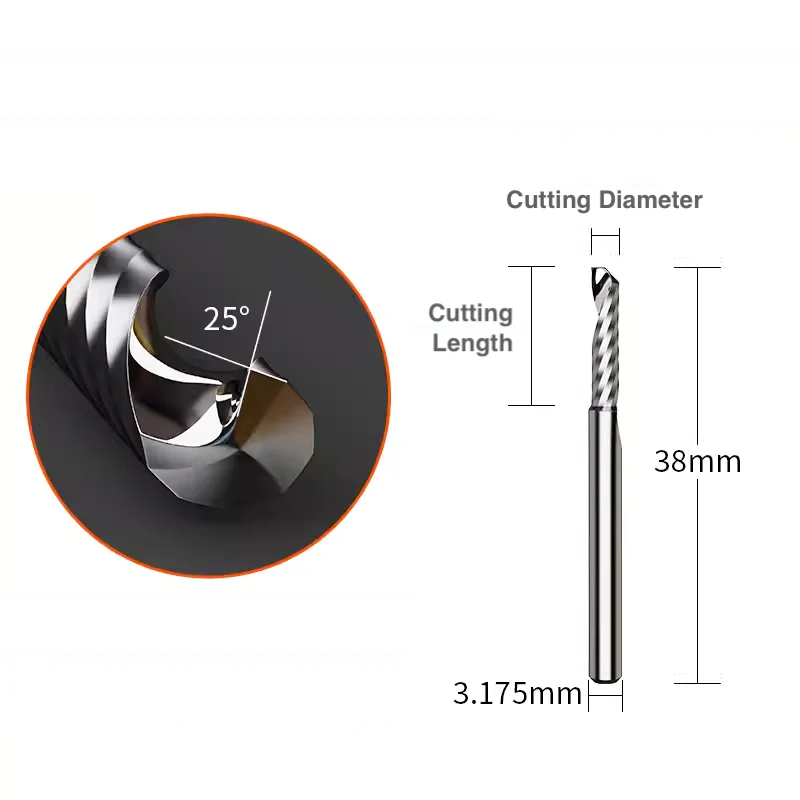 Spiral 'O' Single Flute Bit for Metal - 1/8″ Shank
